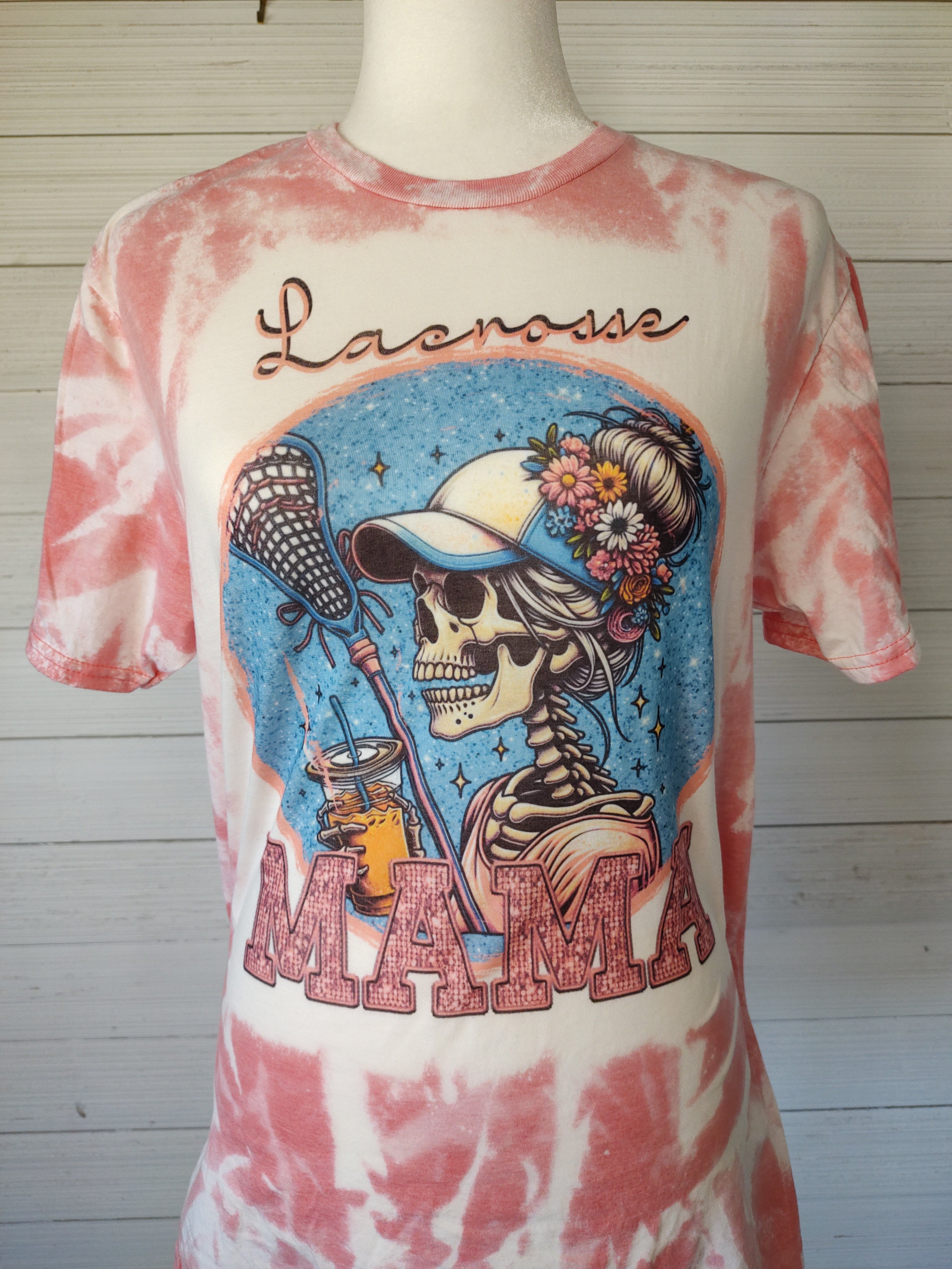 Lacrosse Mama T-Shirt Scrunch Bleached