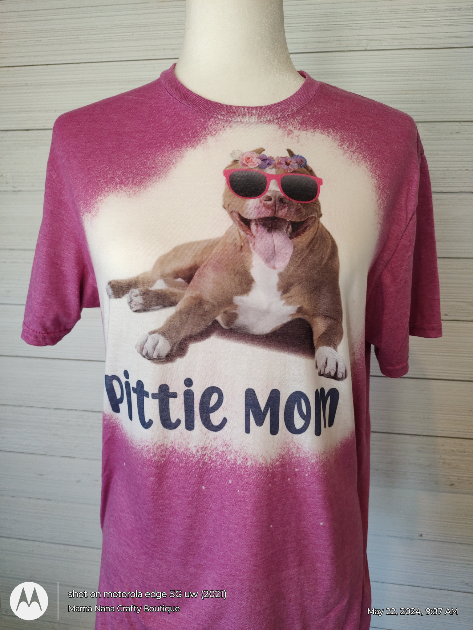 Pittie Mom T-Shirt Bleached