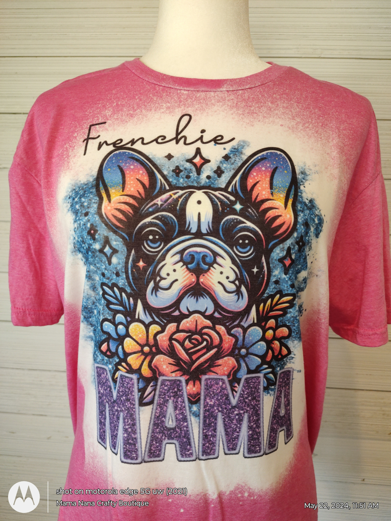 Frenchie Mama T-Shirt Bleached