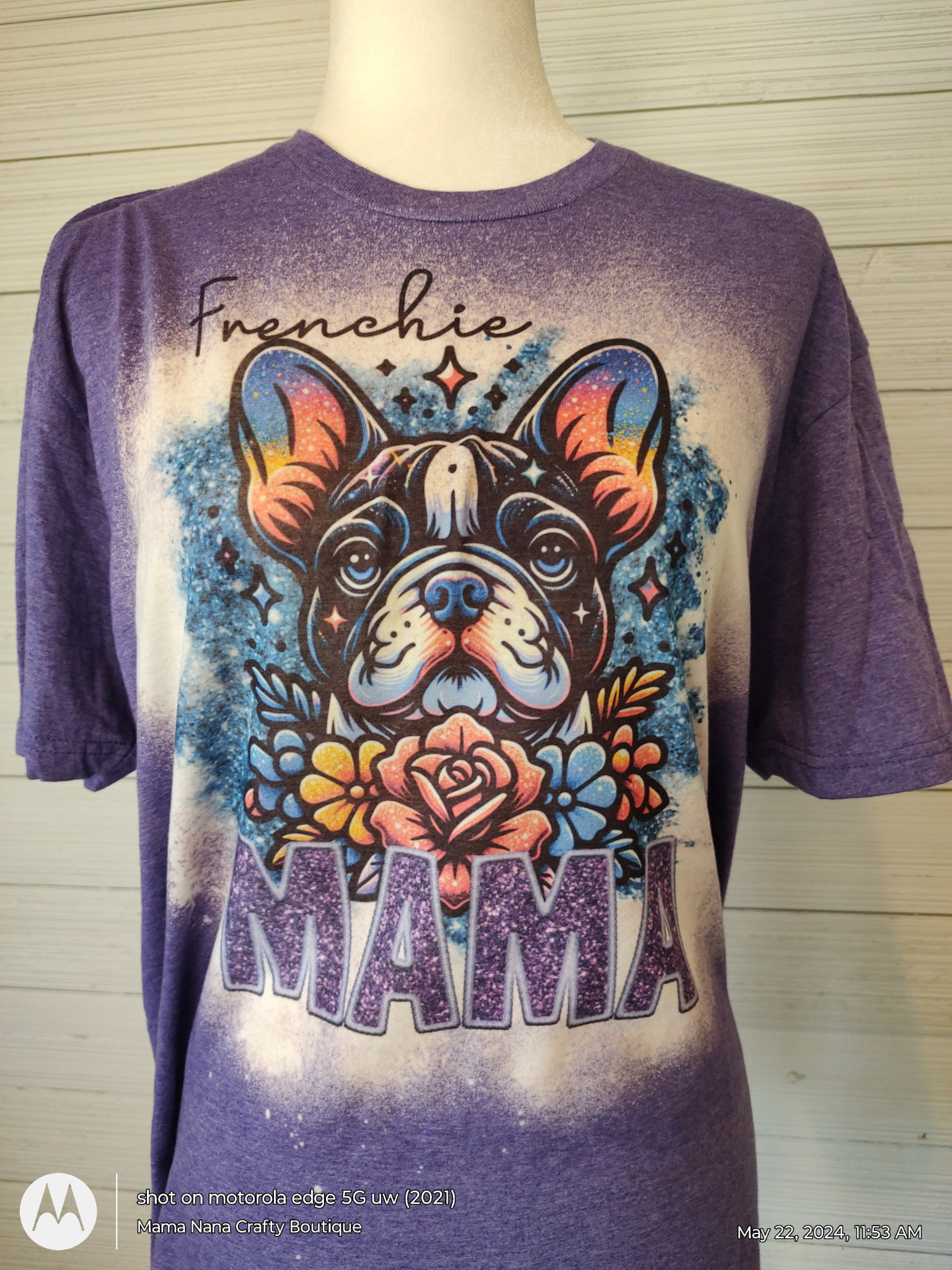 Frenchie Mama T-Shirt Bleached