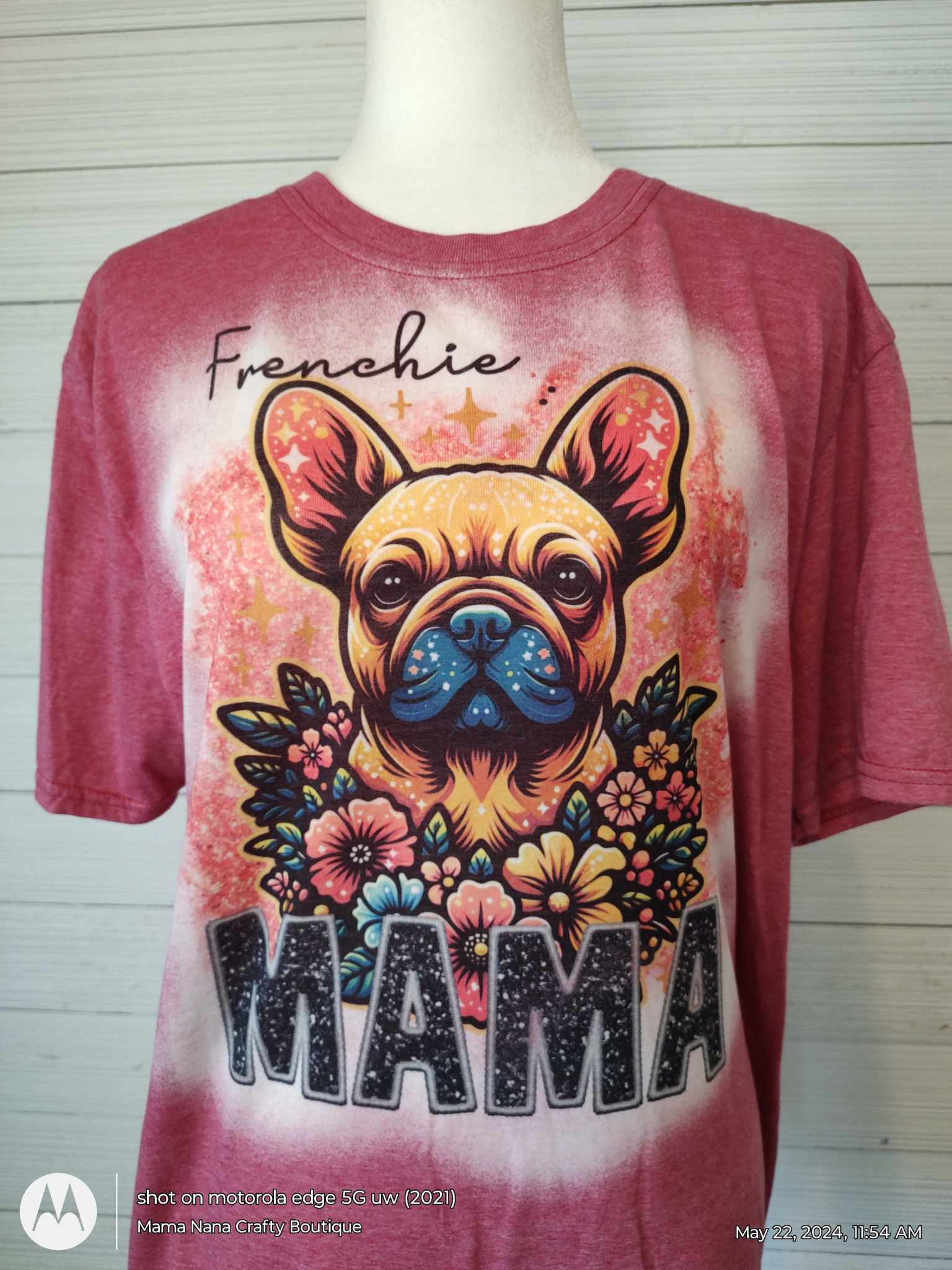 Frenchie Mama T-Shirt Bleached