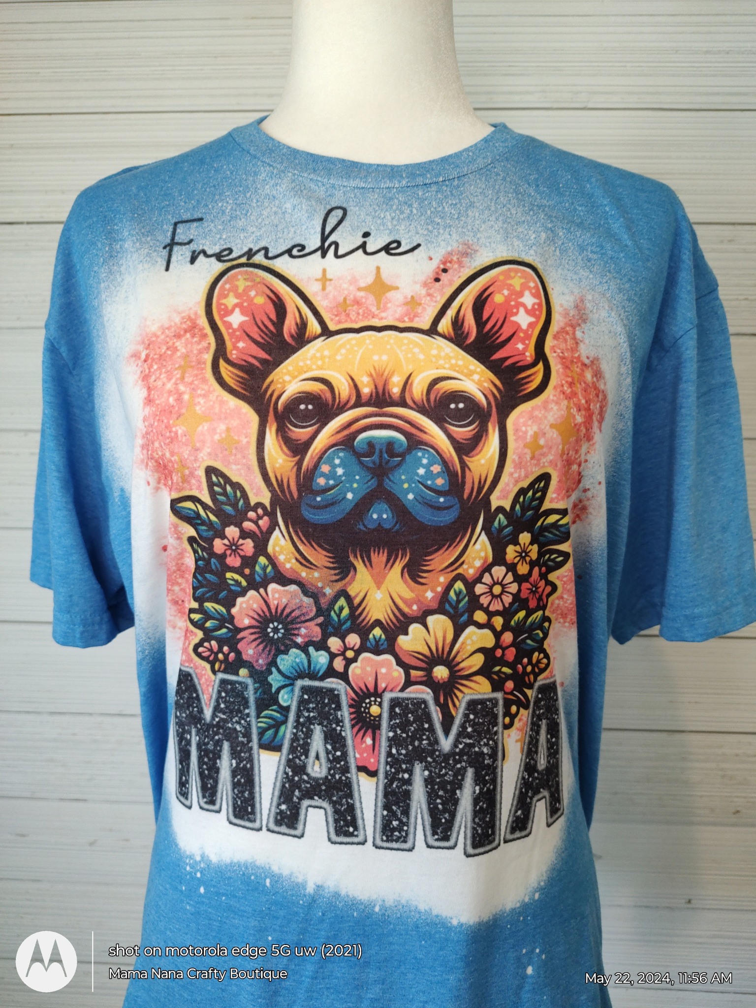 Frenchie Mama T-Shirt Bleached